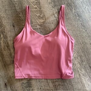 Pink Scoop Neck Crop Tank Top